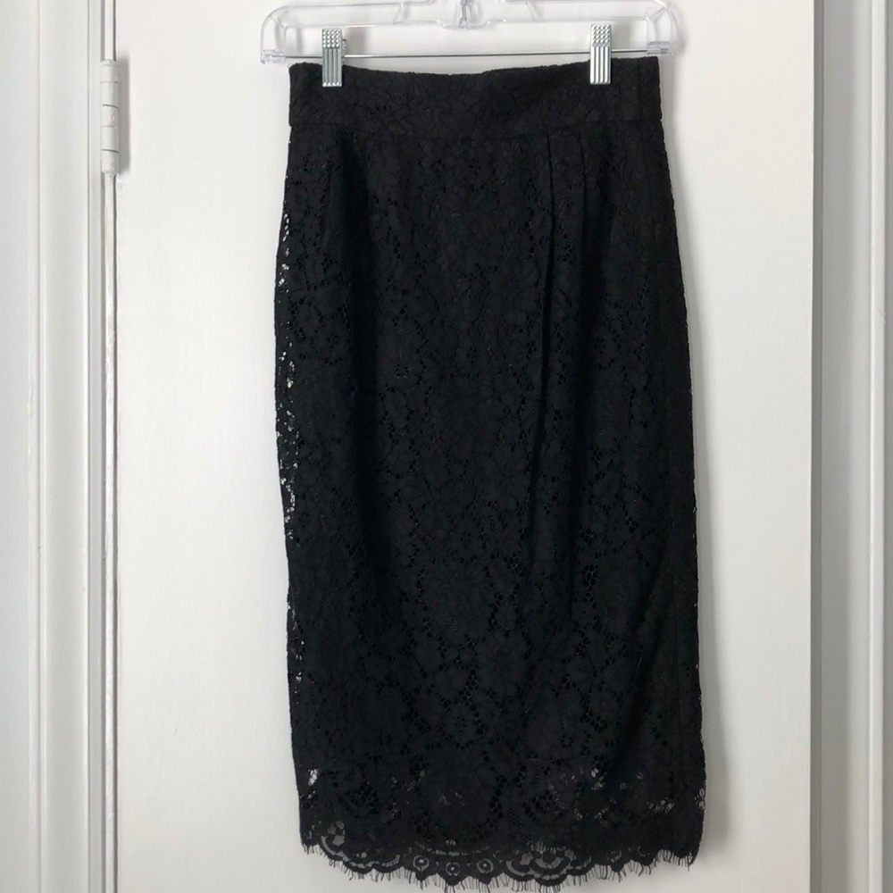 Black lace pencil skirt
